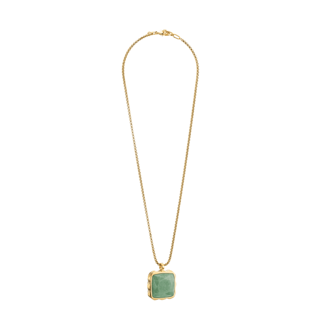 Green Amulet Spikes Square Aventurine Necklace - Lizzy G's Fine Gifts