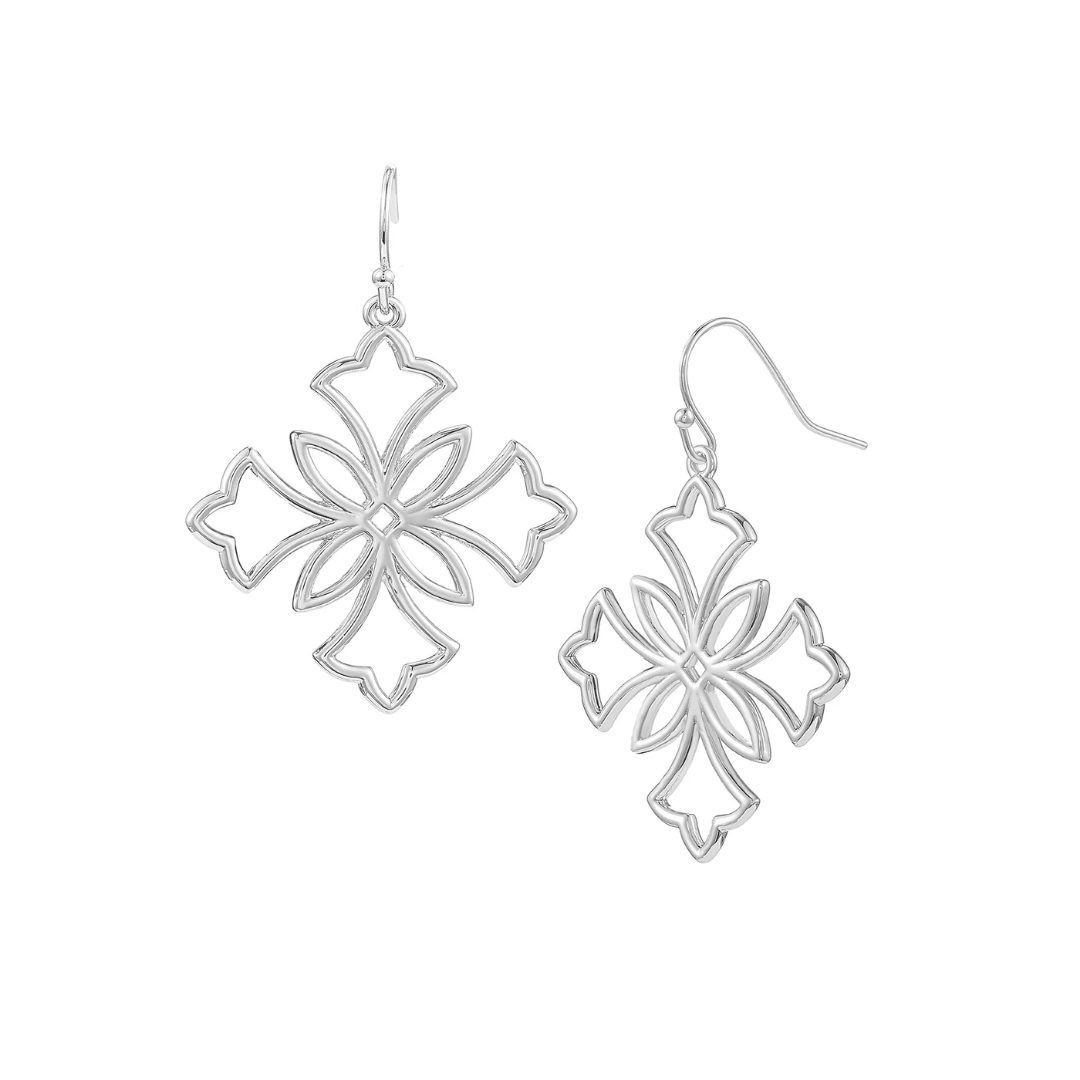 Heirloom Cross Drop Earrings - Lizzy G's Fine Gifts