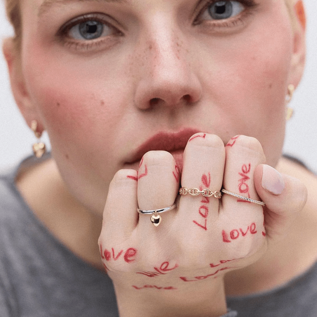 Leia Two Tone Heart Ring - Lizzy G's Fine Gifts