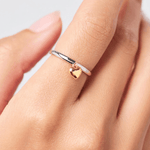 Leia Two Tone Heart Ring - Lizzy G's Fine Gifts