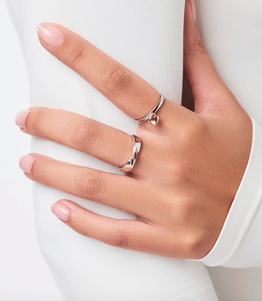 Leia Two Tone Heart Ring - Lizzy G's Fine Gifts