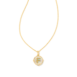 Letter F Disc Reversible Necklace- Iridescent Abalone Shell - Lizzy G's Fine Gifts