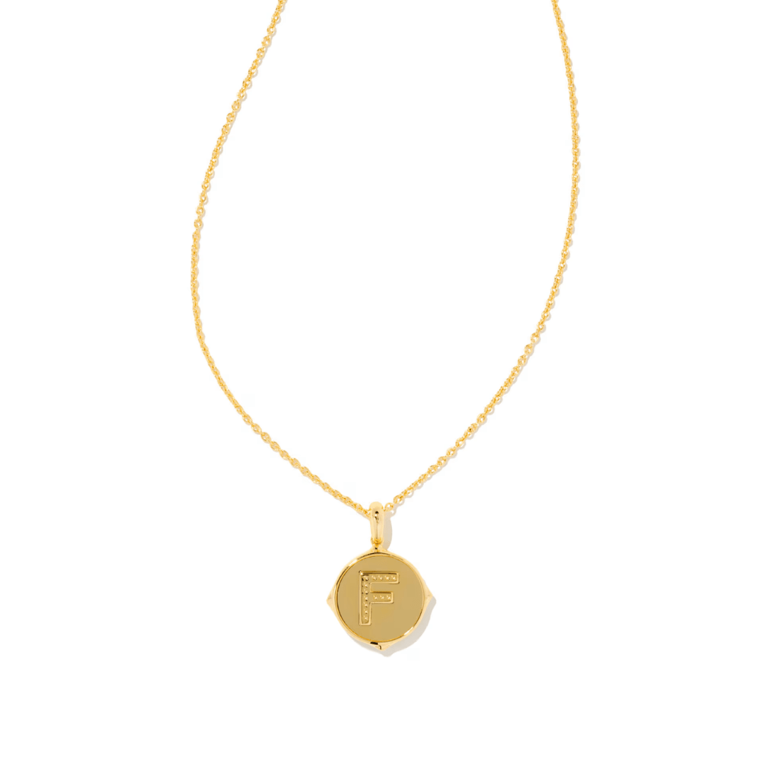 Letter F Disc Reversible Necklace- Iridescent Abalone Shell - Lizzy G's Fine Gifts