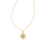 Letter N Disc Reversible Necklace - Iridescent Abalone Shell - Lizzy G's Fine Gifts