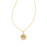 Letter W Disc Reversible Necklace- Iridescent Abalone Shell - Lizzy G's Fine Gifts