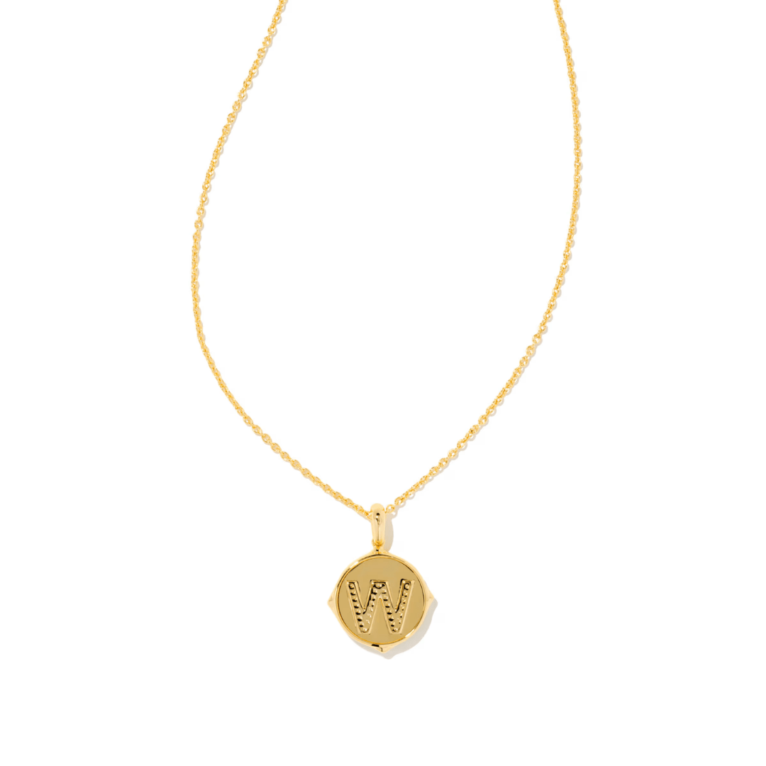 Letter W Disc Reversible Necklace- Iridescent Abalone Shell - Lizzy G's Fine Gifts