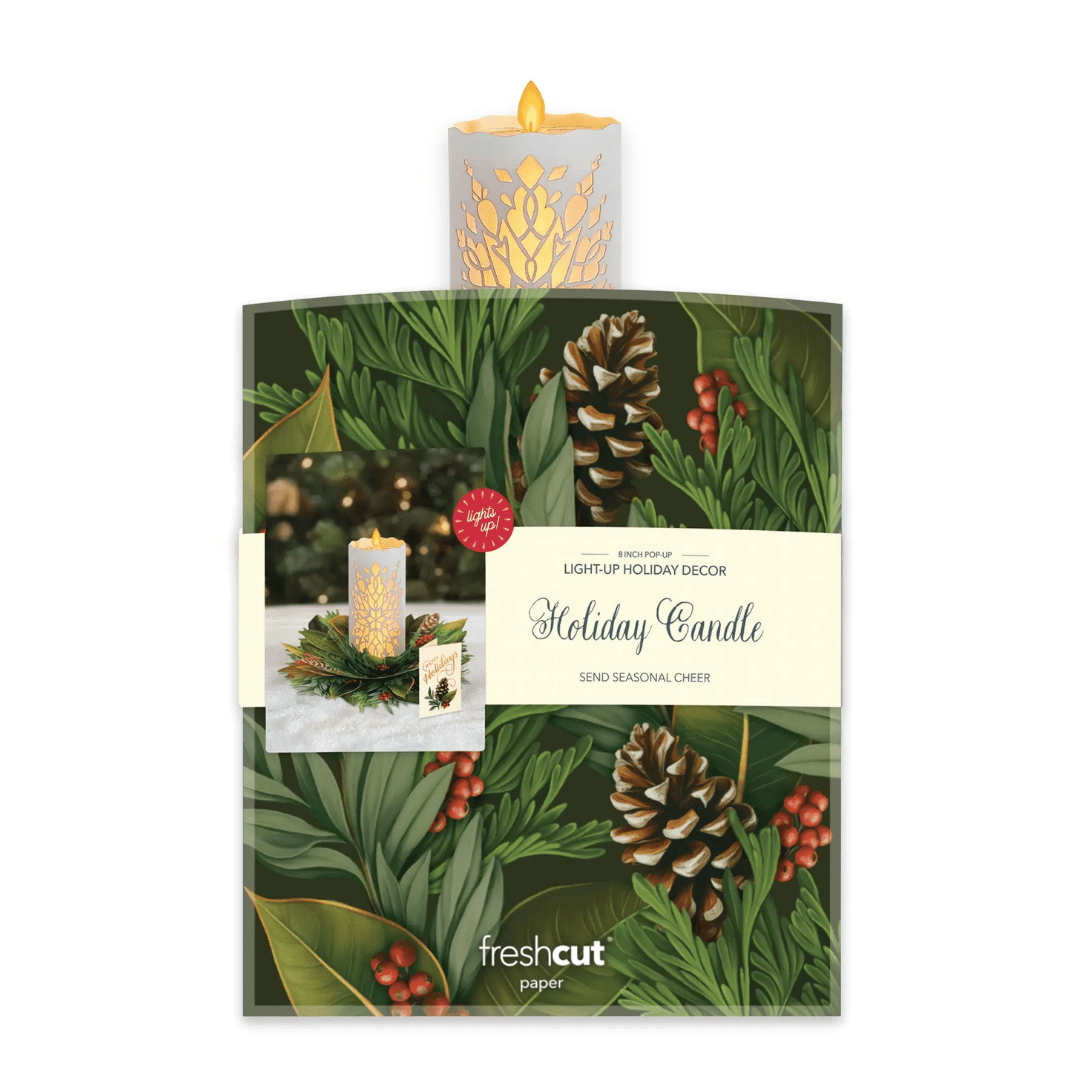 Light-up holiday Candle Pop-up card - Lizzy G's Fine Gifts