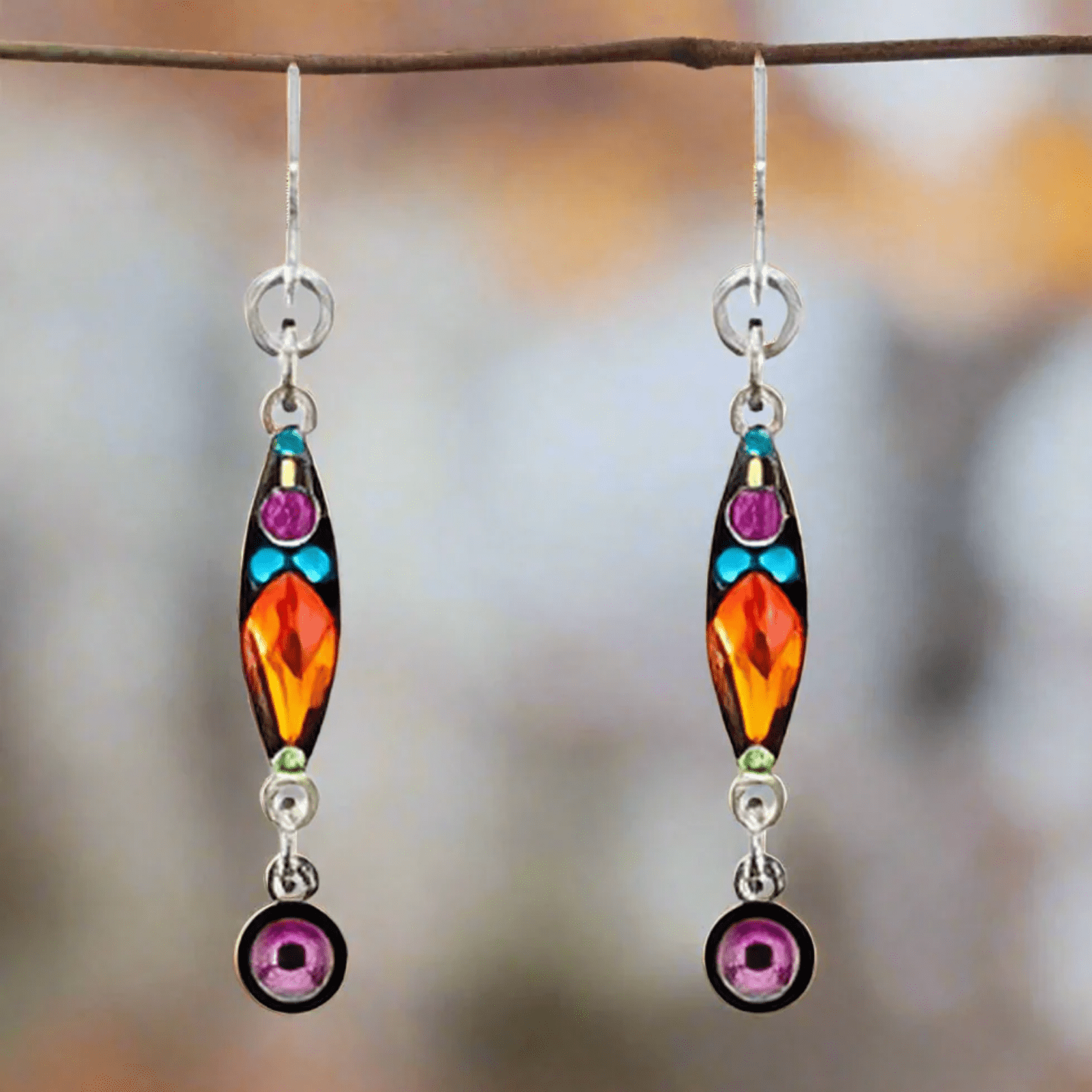 Linear Two Tier Earrings - Lizzy G's Fine Gifts