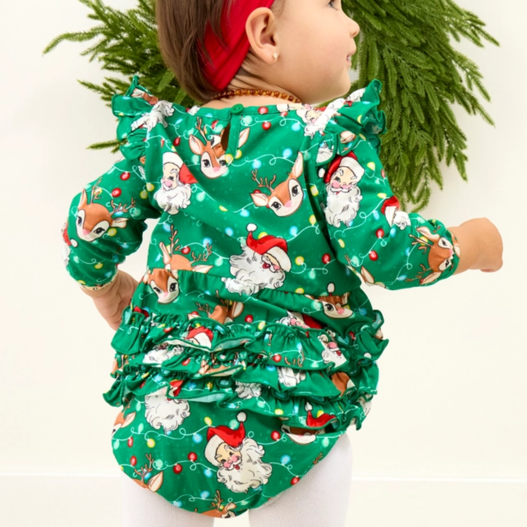 Long Sleeve Bubble Romper - Up On The Housetop - Lizzy G's Fine Gifts