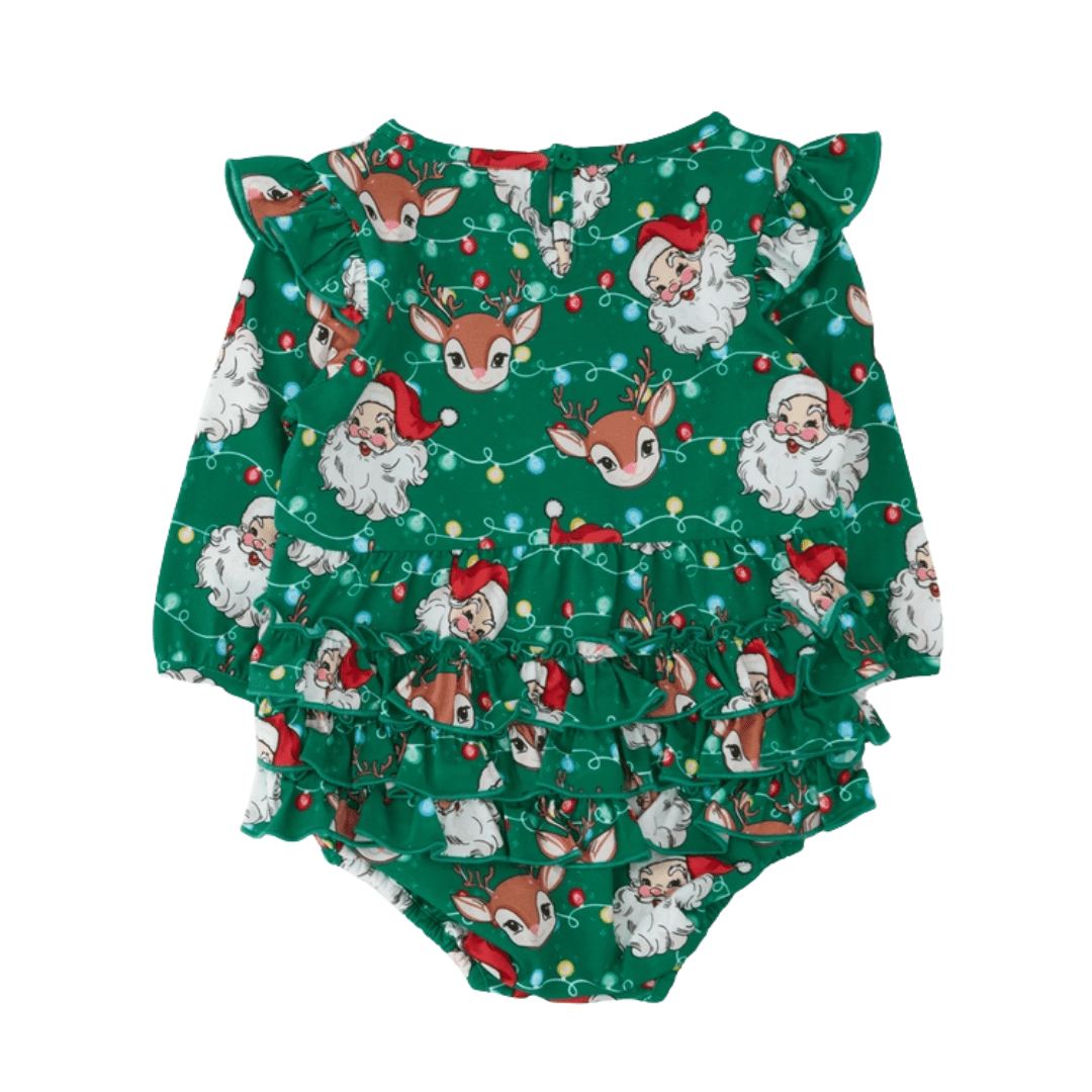 Long Sleeve Bubble Romper - Up On The Housetop - Lizzy G's Fine Gifts