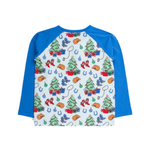 Long Sleeve Raglan Henley - Blue Yuletide Yeehaw - Lizzy G's Fine Gifts