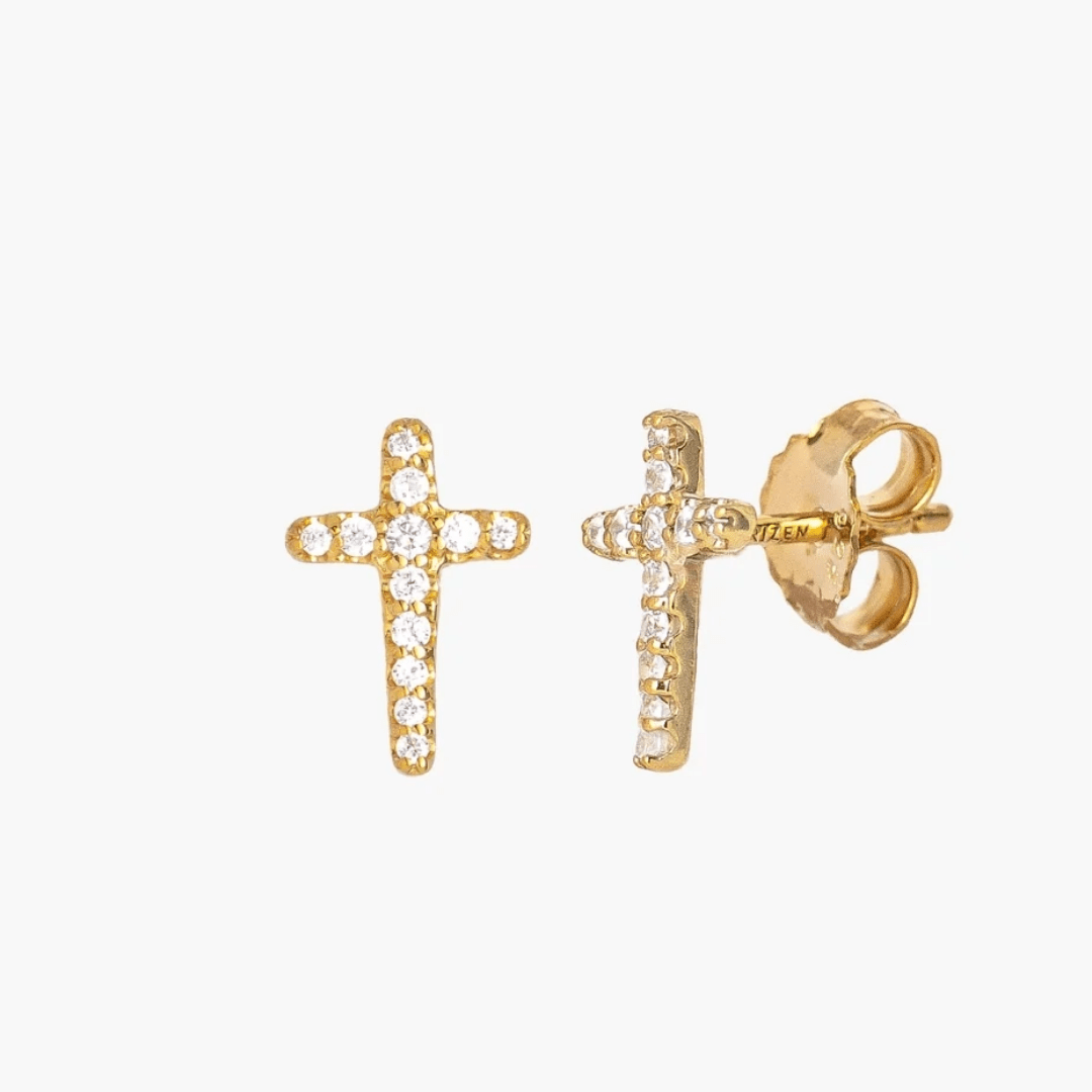Luminous Cross Pave Stud Earrings - Lizzy G's Fine Gifts