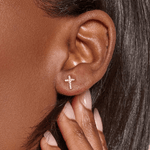 Luminous Cross Pave Stud Earrings - Lizzy G's Fine Gifts