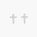 Luminous Cross Pavé Stud Earrings - Sterling Silver - Lizzy G's Fine Gifts