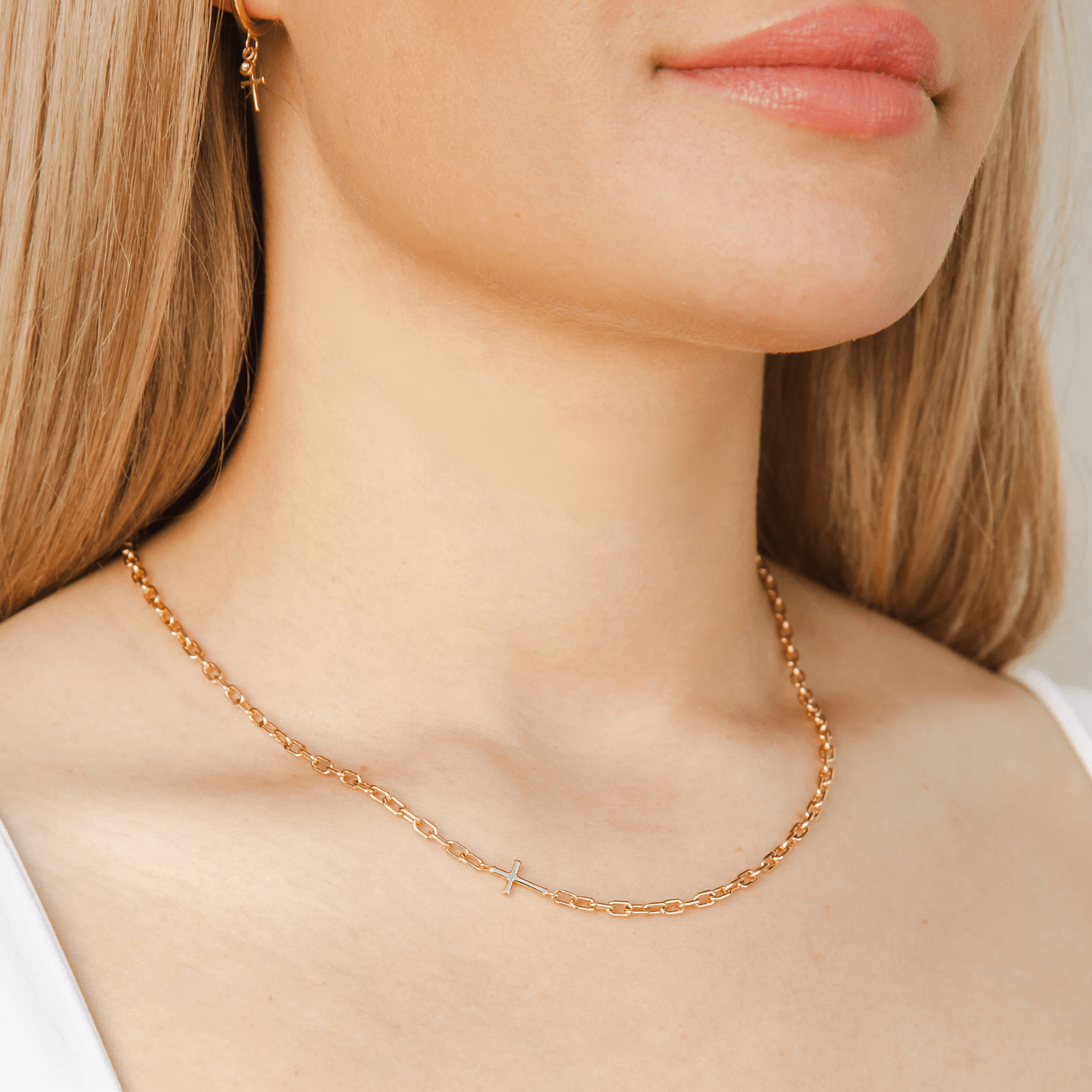 Mini Chain Breaker Cross Necklace - Lizzy G's Fine Gifts
