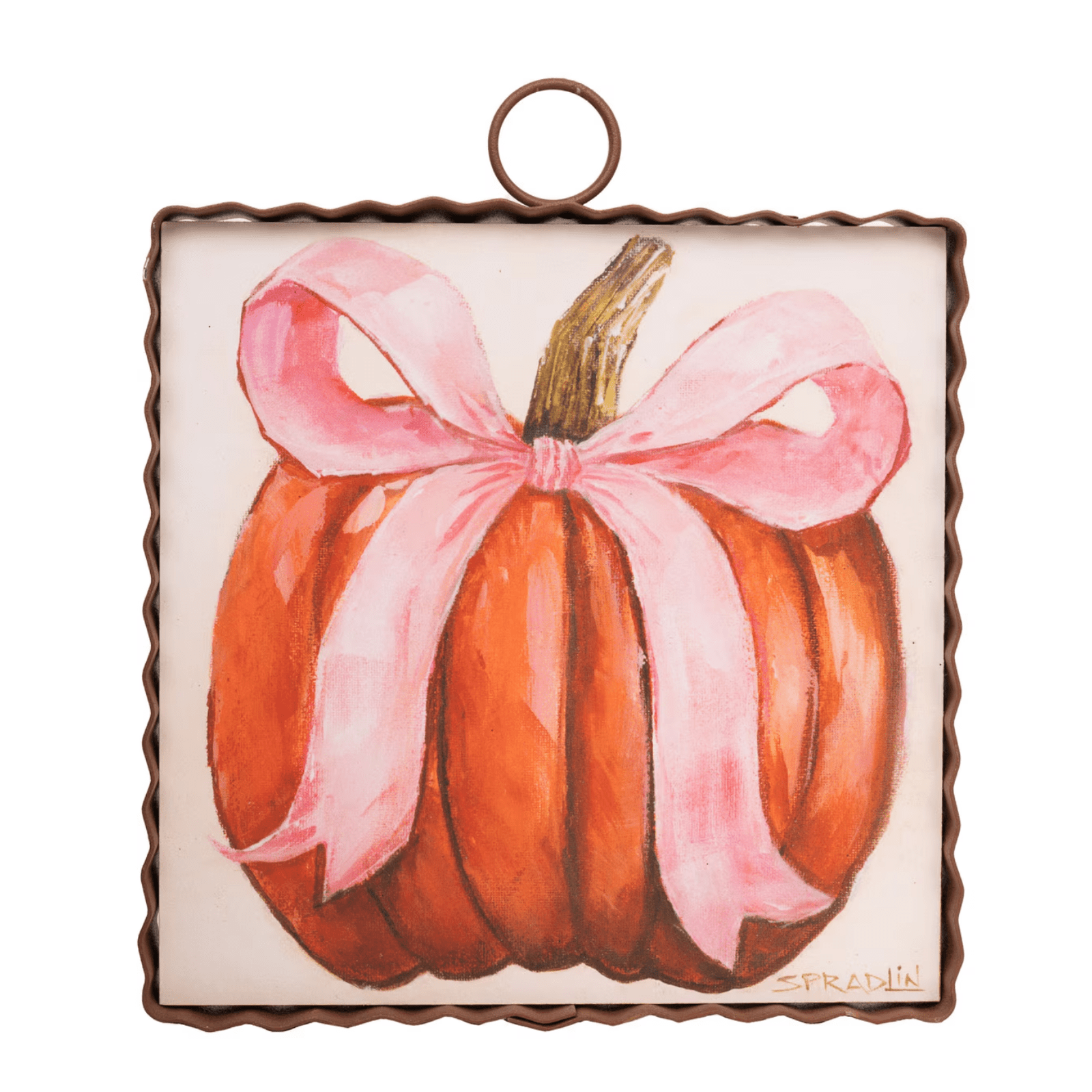 Mini Gallery Metal Print - Pink Ribbon Pumpkin - Lizzy G's Fine Gifts