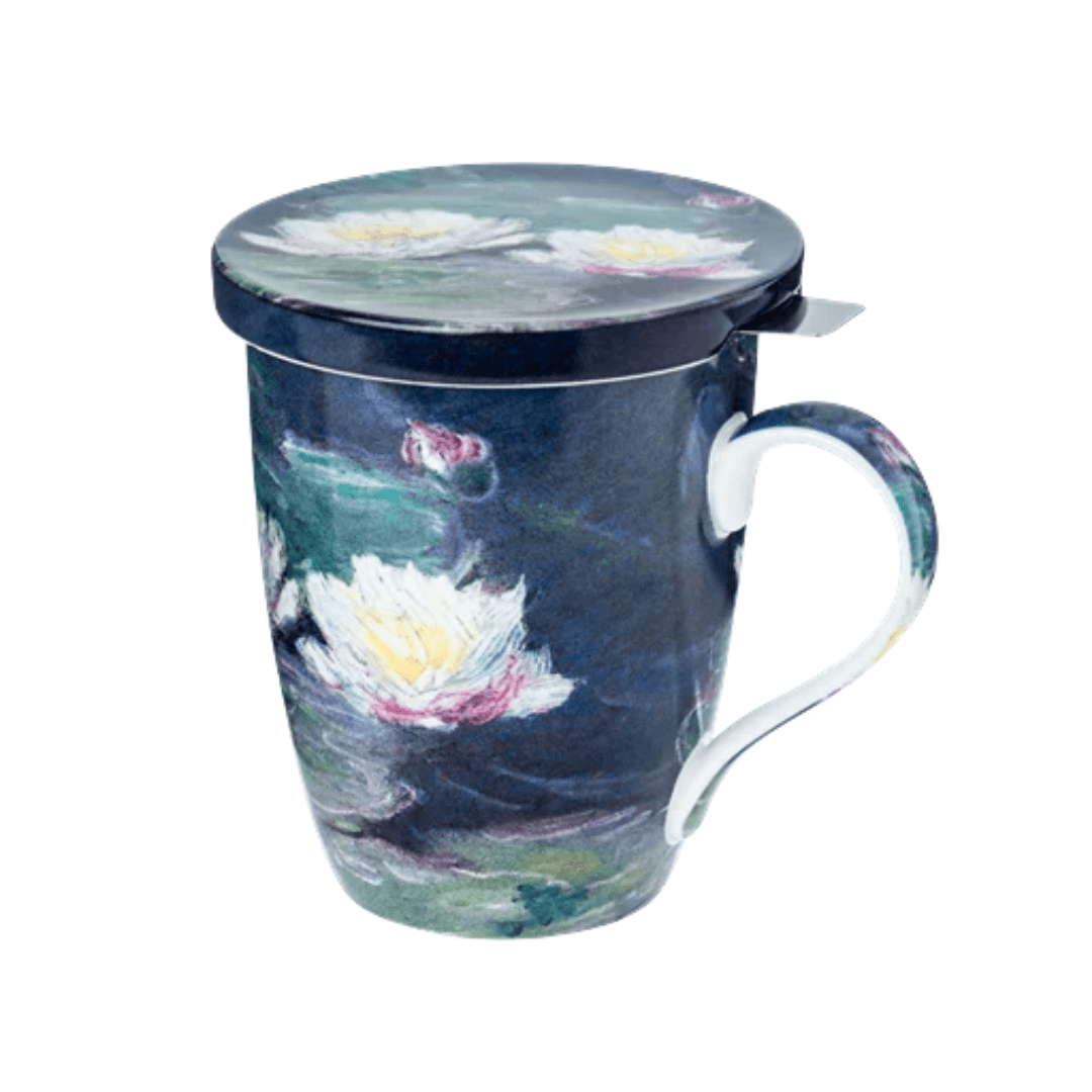 Monet Water Lilies Tea Infuser Mug with Lid - Lizzy G's Fine Gifts