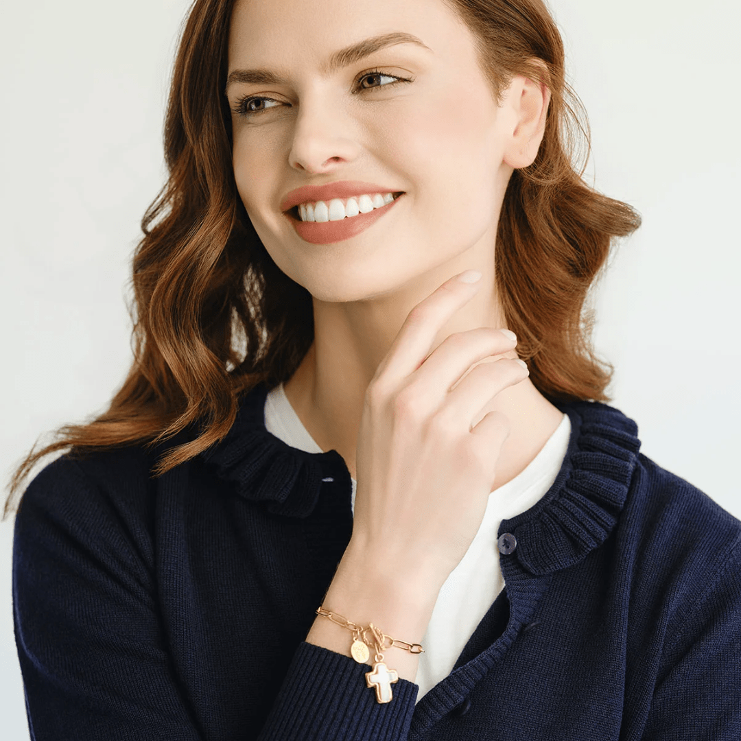 Mother of Pearl Cross Bracelet - Lizzy G's Fine Gifts