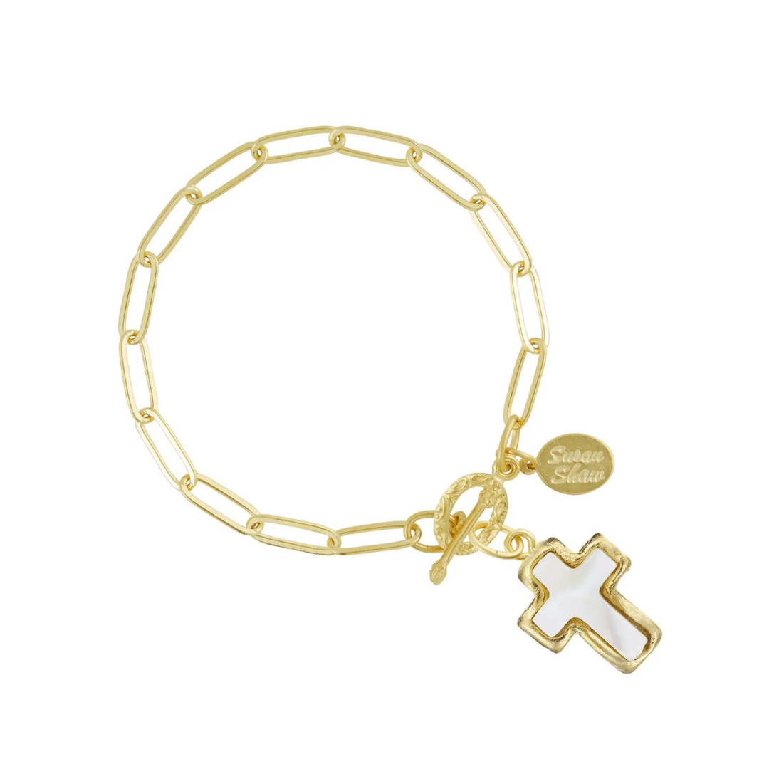 Mother of Pearl Cross Bracelet - Lizzy G's Fine Gifts