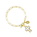 Mother of Pearl Cross Bracelet - Lizzy G's Fine Gifts