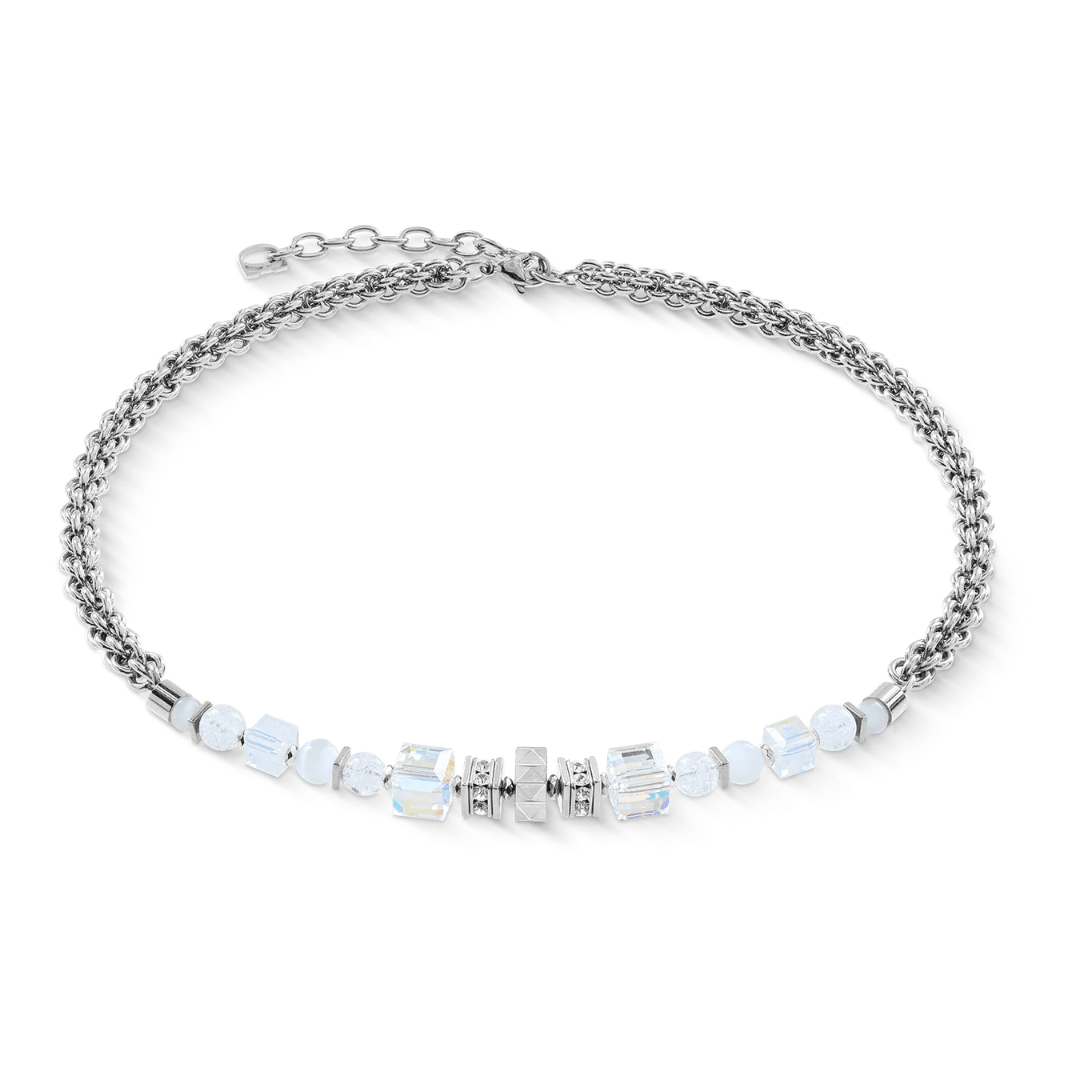 Necklace Cube Nexus Silver - White - Lizzy G's Fine Gifts