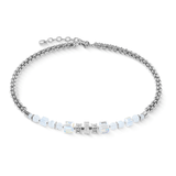 Necklace Cube Nexus Silver - White - Lizzy G's Fine Gifts