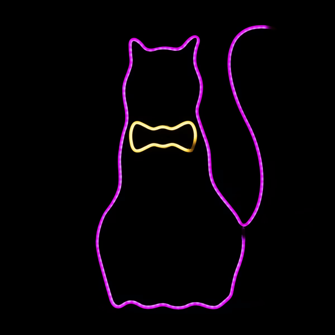 Neon Light Black Cat Metal Decor - Lizzy G's Fine Gifts
