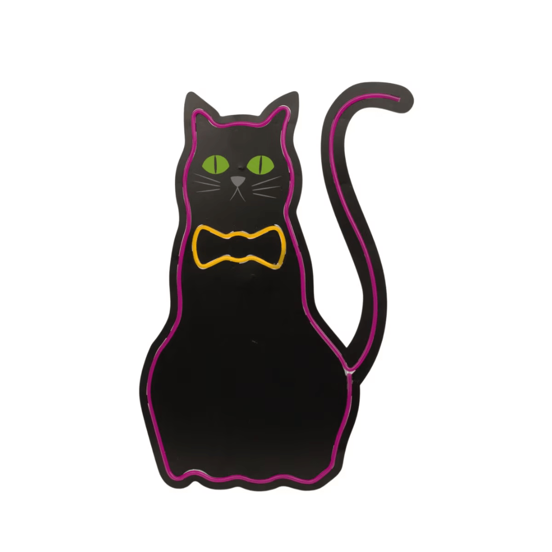 Neon Light Black Cat Metal Decor - Lizzy G's Fine Gifts