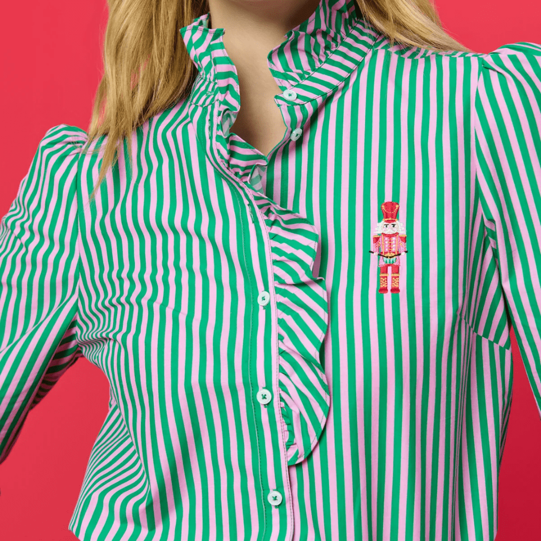Nutcracker Embroidered Ruffled Blouse - Lizzy G's Fine Gifts