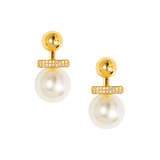 Pearl & Pave Bar Drop Earrings - Lizzy G's Fine Gifts