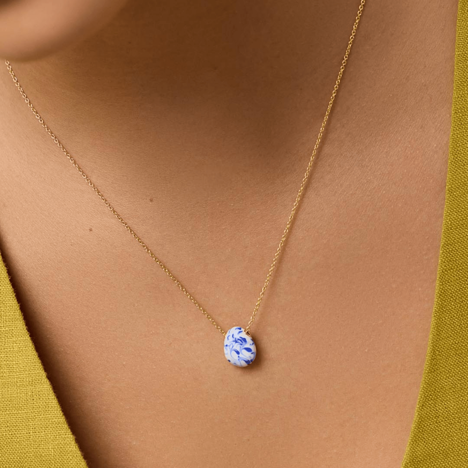 Pebble Mini Marble Blue Necklace - Lizzy G's Fine Gifts