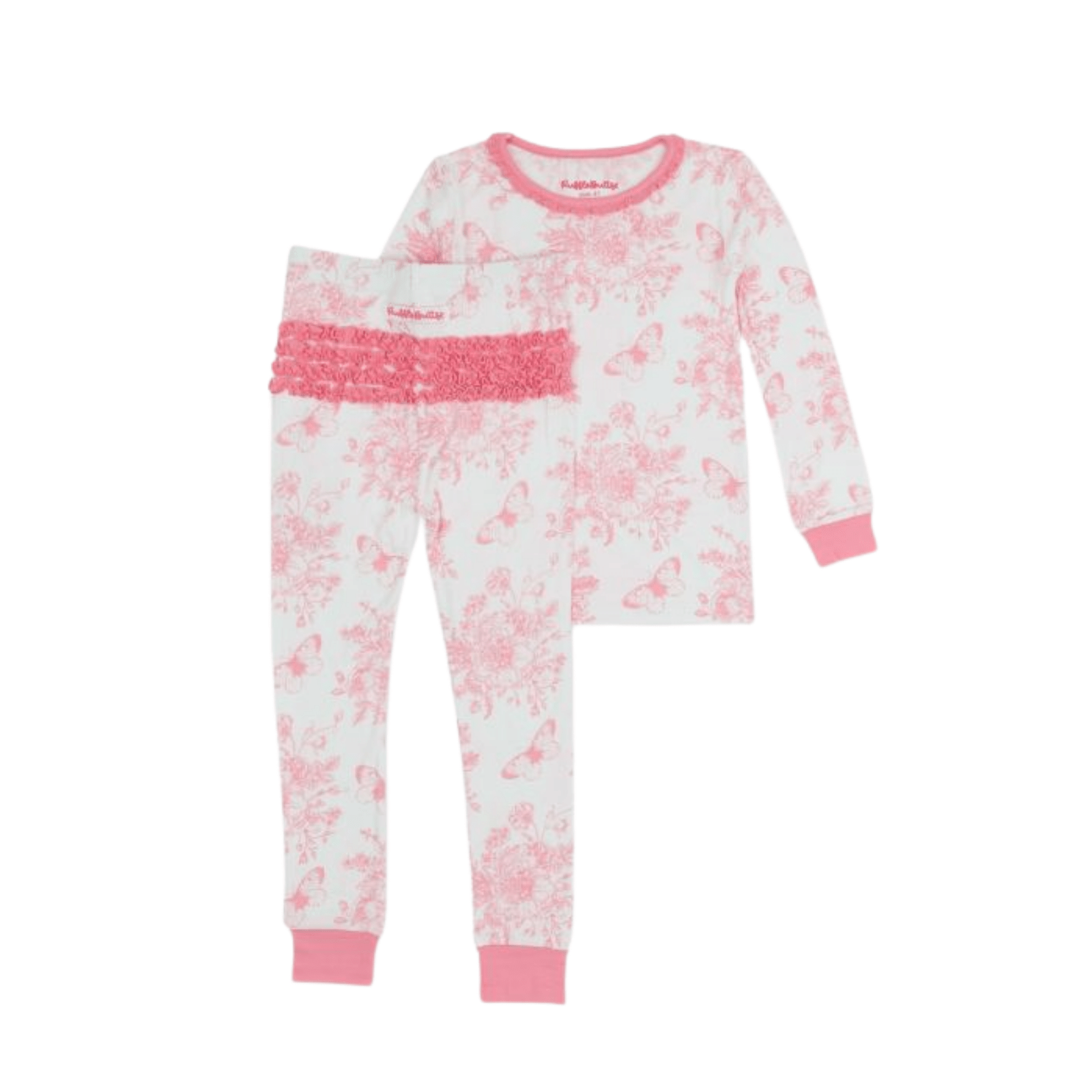 Pink Butterfly Toile Toddler Two Piece PJ Set - Lizzy G's Fine Gifts