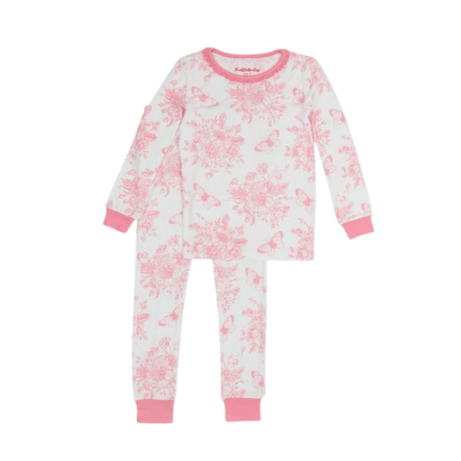 Pink Butterfly Toile Toddler Two Piece PJ Set - Lizzy G's Fine Gifts