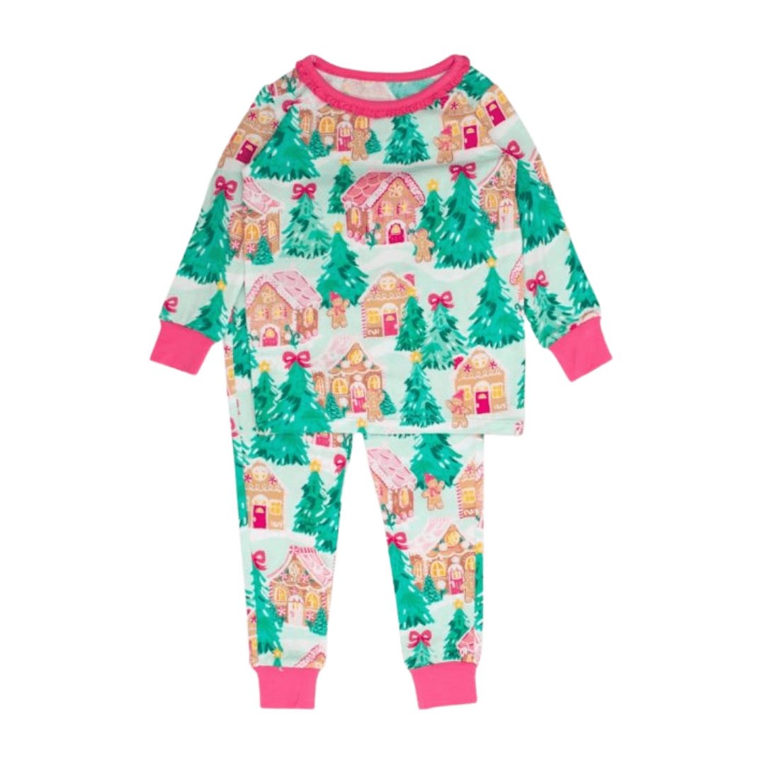 Pink Jolly Gingerbread Two Piece PJ Set - Lizzy G's Fine Gifts