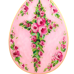 Pink Roses Cross on Egg Garden Stake - Lizzy G's Fine Gifts