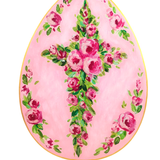 Pink Roses Cross on Egg Garden Stake - Lizzy G's Fine Gifts