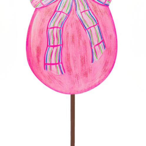 Plaid Bow Egg Garden Stake - Lizzy G's Fine Gifts