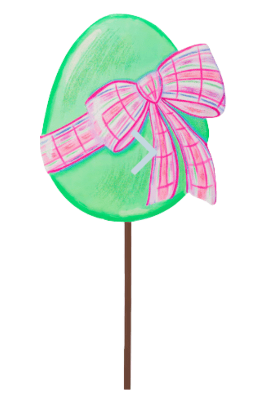 Plaid Bow Egg Garden Stake - Lizzy G's Fine Gifts