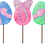 Plaid Bow Egg Garden Stake - Lizzy G's Fine Gifts