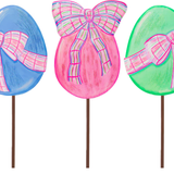 Plaid Bow Egg Garden Stake - Lizzy G's Fine Gifts