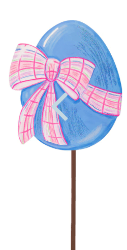 Plaid Bow Egg Garden Stake - Lizzy G's Fine Gifts