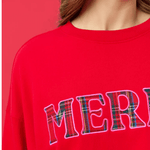 Plaid "Merry" Relaxed Sweatshirt - Lizzy G's Fine Gifts
