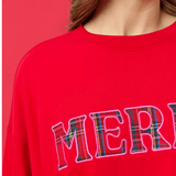 Plaid "Merry" Relaxed Sweatshirt - Lizzy G's Fine Gifts