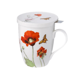 Poppies Tea Infuser Mug with Lid - Lizzy G's Fine Gifts