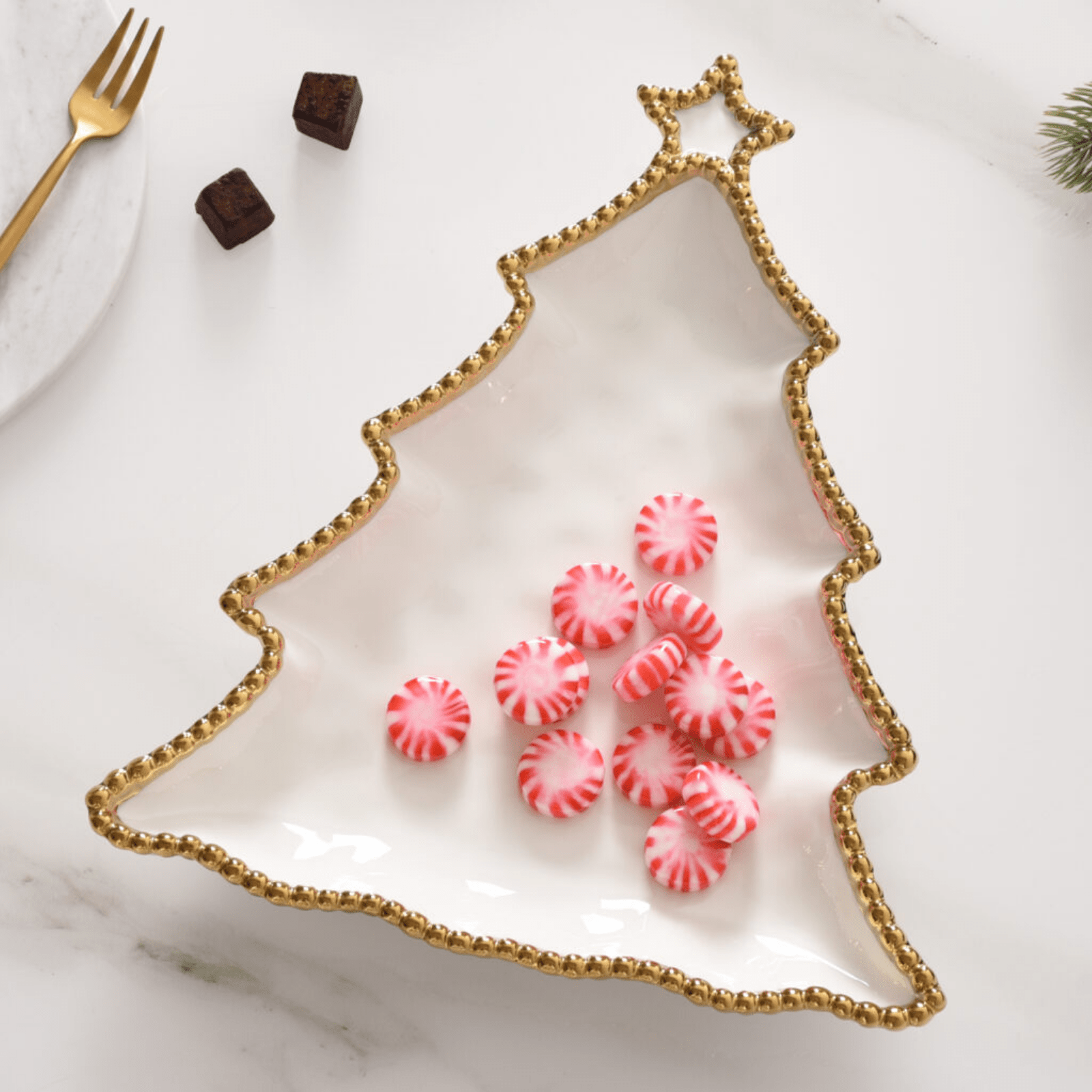 Porcelain Christmas Tree Platter - Lizzy G's Fine Gifts