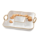Porcelain Square Chip & Dip Server - Lizzy G's Fine Gifts
