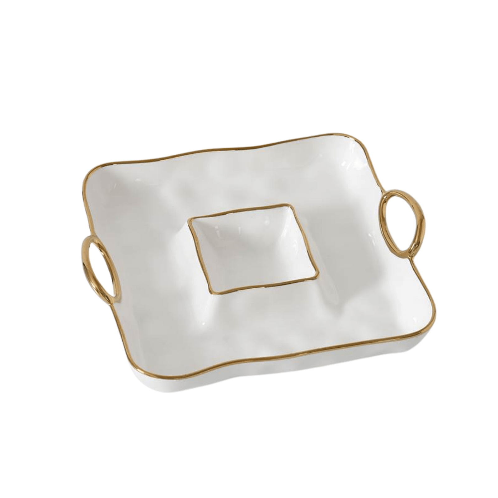 Porcelain Square Chip & Dip Server - Lizzy G's Fine Gifts