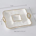 Porcelain Square Chip & Dip Server - Lizzy G's Fine Gifts