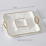 Porcelain Square Chip & Dip Server - Lizzy G's Fine Gifts