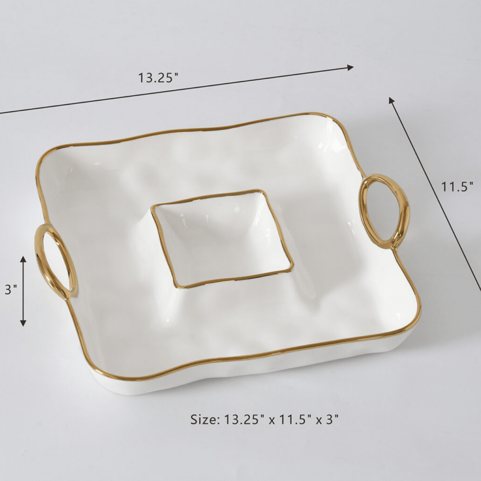 Porcelain Square Chip & Dip Server - Lizzy G's Fine Gifts